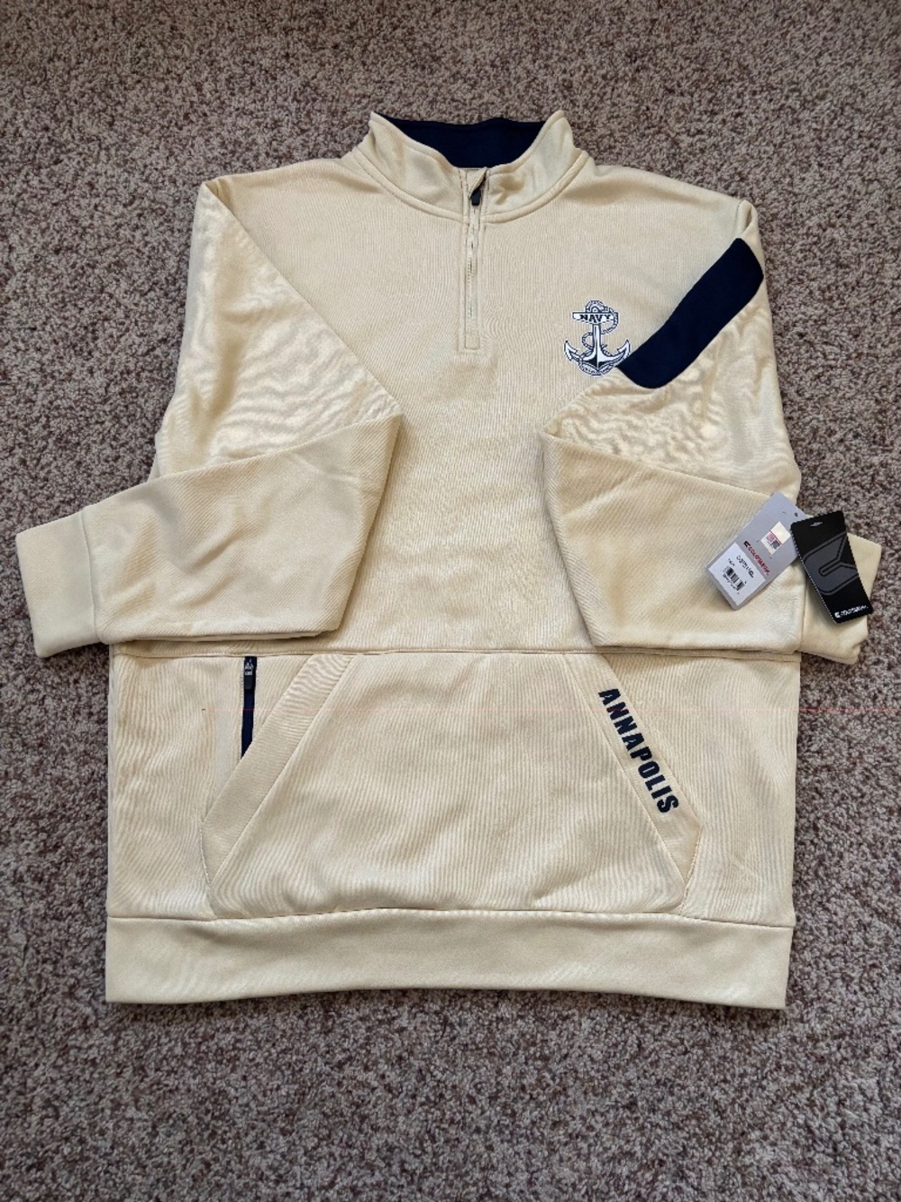 Navy Annapolis Colosseum Men's Anchor Quarter-Zip Pullover Sweatshirt Size L